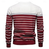 preiswerte Herren Elite Hoodies &amp; Sweatshirts-Herren Pullover Gerippt Stricken Normale Oberteile Farbblock Gestreift Rundhalsausschnitt Strickware Täglich Outdoor Urlaub Bekleidung Frühling Herbst Wein Marineblau S M L