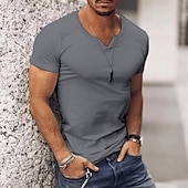 economico magliette di base-Per uomo Maglietta Maniche Corte Scollo a V Estate Semplice Streetwear Elegante Stile Moderno Vacanza Uscire Casual Quotidiano Nero Bianco Rosa Maglietta Top per Uomo