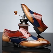 cheap Formal-Men&#039;s Multicolor Patent Leather Oxford Shoes – Wingtip Brogue Design, Formal Lace-Up Dress Shoes for Weddings and Business Events