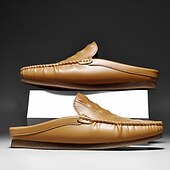 cheap Men&#039;s Clogs &amp; Mules-Men&#039;s Slip-On Moccasin Shoes – Comfortable Casual Leather Loafers with Woven Detailing for Everyday Wear