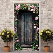 baratos Tampas da porta-Decorações de Porta Florais Capas de Porta Tapeçaria Rústica Cortina de Porta Decoração Fundo Indoor/Outdoor Banner de Porta para a Porta da Frente Casa de Campo