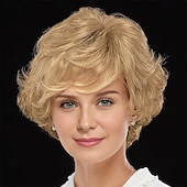 cheap Older Wigs-WhisperLite Wig Luxe Crop-Style Wig with Razored Bangs and Dimensional Layers/Multi-Tonal Shades of Blonde Silver Brown and Red