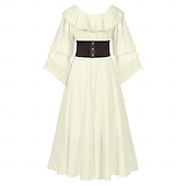 abordables Tenues-Rétro Vintage Médiéval Renaissance Robe Corset Tenues Ren Faire Viking Elfe Femmes Costume de Carnaval Celtique Fantaisie Halloween Carnaval Performance Soirée LARP Adulte Robe Corset Boucles