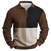 abordables Polo de rugby pour hommes-Homme Rayures Polo de rugby manche longue Polos Chemises à Col Occasionnel Extérieur Athleisure Impression 3D Printemps Automne Hiver Noir Marron Bleu de minuit