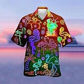 economico Camicie taglie forti da uomo-Per uomo Fluorescente Camicia Camicia hawaiana Camicia da campo Manica corta Camicia Collo ripiegabile Strada Informale Stampa 3D Giallo Rosso Viola chiaro Viola Verde 3D Abbigliamento Di tendenza
