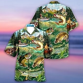 preiswerte Ozean-Druck-Herren Tropisch Fische Hemd Hawaiihemd Sommerhemd Aloha-Shirt Kurzarm Hemd Umlegekragen Tropisch Modisch Hawaiianisch Casual Hawaiianisch Festtage Weiß Gelb Schwarz / Braun S M L