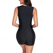 ieftine Rash guards One Piece-Pentru femei Bariere Iritatie Costum de baie Protecție UV la soare Uscare rapidă Ușor Fără manșon Salopetă Costum de baie Fermoar Față Surfing Plajă Sporturi Acvatice  Atletic Înot Mată Vară