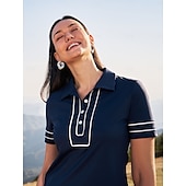 cheap Polos &amp; Quarterzips-Women&#039;s Golf Polo Shirt Navy Blue Rose Red Short Sleeve UV Sun Protection Top Ladies Golf Attire Clothes Outfits Wear Apparel