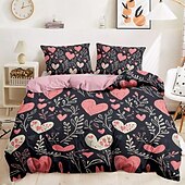 billiga 100% bomull-hjärtmönster påslakan set mjuk 3-delad lyx sängkläder i bomull heminredning present tvilling full king queen size påslakan