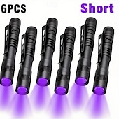 abordables Linternas-Linterna ultravioleta multifunción de 6 piezas, linternas de luz negra para exteriores a prueba de agua y caminos con función de iluminación, violeta 3,2 V 3 W para patio de camping en piscina