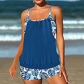 cheap One Pieces &amp; Tankinis-Women&#039;s Tankini Two Piece Swimsuit Racerback Swimwear Swimwear Light Pink Black / White Breathable Quick Dry Lightweight Sleeveless - Swimming Surfing Beach Summer Spring Plus Size