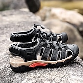 voordelige Buitensandalen-Heren outdoor wandelsandalen - ademend gesloten teenontwerp, verstelbare vetersluitingen, antislipzool, comfortabele zomerschoenen voor trekking en kamperen