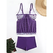 billiga One Pieces &amp; Tankinis-Dam Tankini Tvådelad baddräkt Spets Badkläder Badkläder Svart Rodnande Rosa Andningsfunktion Snabb tork Lättvikt Ärmlös - Simmning Surfing Strand Sommar Vår Plusstorlekar
