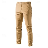 economico Pantaloni Elite da Uomo-Per uomo Chinos Bottoni Tasca Tinta unica Traspirante Indossabile Lunghezza intera All&#039;aperto Casuale Quotidiano Elegante Semplice Nero Giallo Micro-elastico