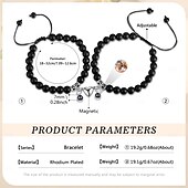 billiga Bröllopsgåva-Ett Par Anpassade Eleganta Pararmband Anpassad Bröllopsgåva för Par Inbäddade med Projektionsstenar. Armbanden Har Magnetiska Stenar som Gör att De Kan Foga Samman