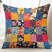 baratos Estilo Vintage-Capa de Almofadas Decorativas Floral 1PC Capa quadrada macia para Sofá Quarto Sala de Estar