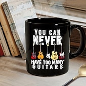 abordables Mugs et tasses-Tasse à café guitare tasse à café rétro vintage en céramique noire avec design graphique 12oz/330ml cadeau parfait pour les amateurs de musique guitaristes et membres de groupes