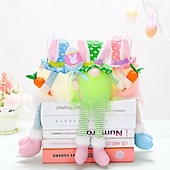cheap Easter Lights-1 Pc Easter Long Leg Rabbit with Light, Faceless Child, Dwarf Doll, Carrot Resurrection Egg, Easter Indoor Party, Restaurant Atmosphere Decoration