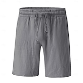 cheap Men&#039;s Tee Sets-Men&#039;s Linen Set Shorts and T Shirt Set 2 Pieces Outfits Short Sleeve Hooded Summer Solid Color Beach Wear Casual 2 Piece Front Pocket Vacation Casual Black Pink White Top Tee for Men