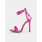 abordables Fête de la Vie Nocturne-talons aiguilles fuchsia à bride de cheville métallique pour femmes - chaussures de soirée tendance