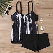 billiga One Pieces &amp; Tankinis-Dam Tankini Tvådelad baddräkt Brottarrygg Badkläder Blommig Badkläder Svart Blå Andningsfunktion Snabb tork Lättvikt Ärmlös - Simmning Surfing Strand Sommar Vår