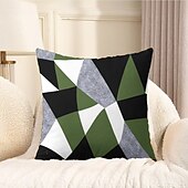 baratos estilo geométrico-Capa de almofada decorativa com padrão argyle 1 peça, capa de almofada quadrada macia, fronha para quarto, sala de estar, sofá, cadeira, preto, cinza, branco, vermelho, verde