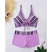abordables Maillots une pièce et tankinis-Femme Tankini Maillot De Bain Deux Pièces Col en V Maillots de Bain Maillots de Bain Noir Bleu Respirable Séchage rapide Poids Léger Sans Manches - Natation Surf Plage Eté Printemps Grande Taille