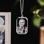 levne Dárek na památku-Personalizovaný krystalový pamětní náhrdelník s fotografií Vlastní 2D obrázek laserem vygravírovaným srdcem a obdélníkem  Svatební dárek Nejlepší nápad na dárek Šperky pro manželku nebo přítelkyni