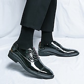 cheap Formal-Men&#039;s Dress Shoes PU Leather Breathable Comfortable Slip Resistant Lace-up Black Gold Fall Winter