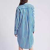 ieftine Rochii tip cămașă-Pentru femei Rochie Mini Rochii Tip Cămașă Rochie casual Rochie de vară Stilat Casual Vacanță Zilnic Dată Fit regulat Dunga Manșon Lung Rever Albastru piscină Vară Primăvară