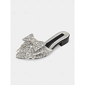 abordables Ballerines femme-mules plates noires à strass et nœud – parfaites pour les fêtes et les mariages
