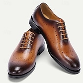 baratos Sapatos Sociais Clássicos-Sapatos oxford masculinos de couro bovino premium – design formal com cadarço marrom degradê para negócios, casamentos e ocasiões especiais