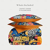 cheap 100% Cotton-Boho Flower Duvet Cover Full Size Bohemian Lines Bedding Set Flower Line Bed Sets Geomtric Quilt Cover Soft Lightweight Comforter Cover with 2 Pillowcases for Summer Spring