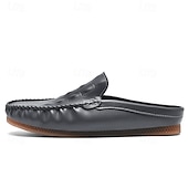 cheap Men&#039;s Clogs &amp; Mules-Men&#039;s Slip-On Moccasin Shoes – Comfortable Casual Leather Loafers with Woven Detailing for Everyday Wear