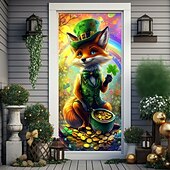 abordables Día de San Patricio-Decoraciones para puertas del día de San Patricio, cubiertas para puertas, tréboles, tapiz de puerta de arco iris, cortina de puerta, decoración, telón de fondo, pancarta para puerta de