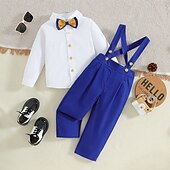 abordables Costume formel pour garçon-Garçon 3D Couleur unie Nœud Chemise &amp; Pantalon manche longue Automne Décontractées Bébé 1-5 ans Col en V