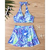 abordables Maillots une pièce et tankinis-Femme Tankini Maillot De Bain Deux Pièces Dos Nu Maillots de Bain Floral Maillots de Bain Noir Jaune Respirable Séchage rapide Poids Léger Sans Manches - Natation Surf Plage Eté Printemps