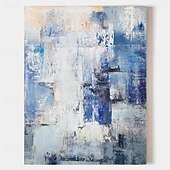 preiswerte Abstrakte Gemälde-Handgemälde Ölgemälde Wandkunst blau abstrakte Malerei auf Leinwand 3D handgemachte Textur Wandkunst neutral abstrakte Wandkunst Boho Wal Dekor