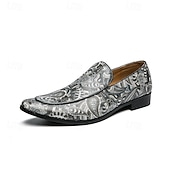 baratos Mocassins-mocassins masculinos de couro sintético com padrão paisley colorido – sapatos elegantes para ocasiões formais e casuais