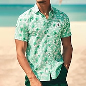 halpa Trooppiset kasvit-Miesten Kookospuu Trooppiset kasvit Havaiji paita Button Up paita Havaijilaispaita Lyhythihainen Havaijilainen Lomakeskus Loma Pyhäpäivä Ranta-asut Kesä Kevät Sänkyjen avaus 3D-tulostus kauluspaidat