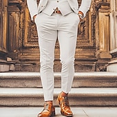 cheap Slim-Men&#039;s Graduation Dress Pants Trousers Chinos Buttons Pocket Solid Color Comfort Formal Party Work Fashion Classic Style Light Khaki Green Micro-elastic