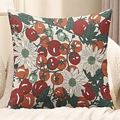 abordables style floral &amp; végétal-Housse de coussin décorative 1 pièce, housse de coussin carrée douce pour chambre à coucher, salon, canapé, chaise, tomates