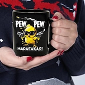 Недорогие Кружки и чашки-кружка для кофе черная керамическая кружка с забавным дизайном в виде цыпленка 12 унций/330 мл идеальный подарок для друзей и коллег по работе с любителями юмора