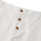 tanie Klasyczny-Męskie Szorty Lniane szorty Letnie szorty Szorty plażowe Guziki Kieszeń Prosta noga Równina Komfort Oddychający Krótki Codzienny Święto Moda Designerskie Czarny Biały
