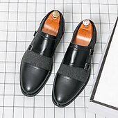 お買い得  フォーマル-メンズダブルモンクストラップシューズ - フェイクレザーとヘリンボーン生地、ビジネスや結婚式に最適なクラシックなフォーマルドレスシューズ