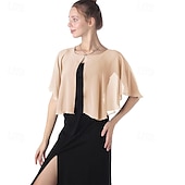 cheap Wedding Guest Wraps-Baoqiya Capelets for women Chiffon Cape Soft Shawls and Wraps Wedding Capes 1920s flapper Cover Up