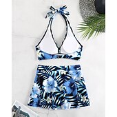 abordables Maillots une pièce et tankinis-Femme Tankini Maillot De Bain Deux Pièces Dos Nu Maillots de Bain Floral Maillots de Bain Noir Jaune Respirable Séchage rapide Poids Léger Sans Manches - Natation Surf Plage Eté Printemps
