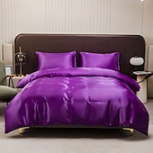 abordables Parures de draps-Ensemble de draps en soie glacée imitation satinée Trois ou quatre pièces