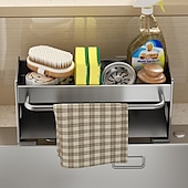 cheap Bath Hardware-Sink Sponge Holder, Countertop Draining Rack, Freestanding Storage Organizer for Sponges, Dishcloths, and Scrubbers in Bathroom or Kitchen