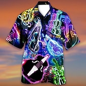 preiswerte Retro Vintage Druck-Herren Bunt Lampen Hemd Sommer Hawaiihemd Alohahemd Kurze Ärmel Hemd Umlegekragen Tropisch Streetwear Hawaiianisch Party Täglich Hawaiianisch Schwarz Blau Purpur S M L